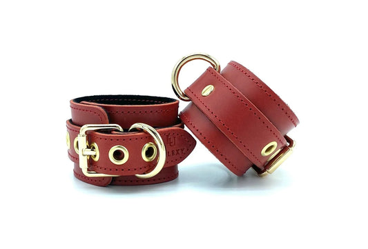 TANGO Red Italian Leather Cuffs